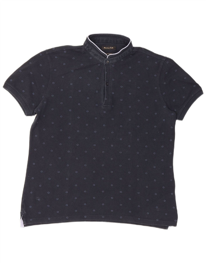 Massimo Dutti Herre Polo Shirt Large Navy Blue Plettet