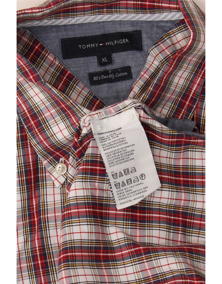 Tommy Hilfiger herreskjorte XL rød ternet bomuld