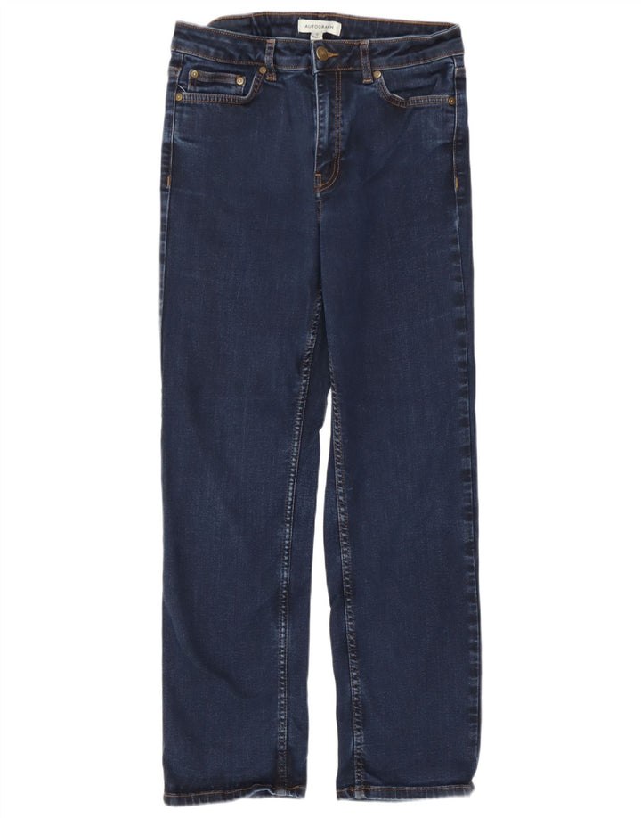 Marks & Spencer Dame Straight Jeans UK 12 Medium W30 L27 Marineblå Bomuld