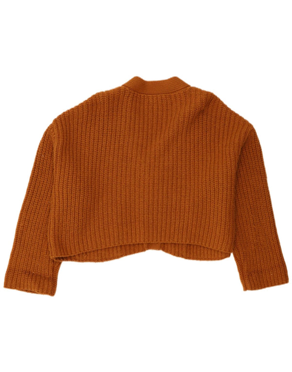 Zara Womens Crop Oversized cardigan sweater UK 16 Large Brown Acryl