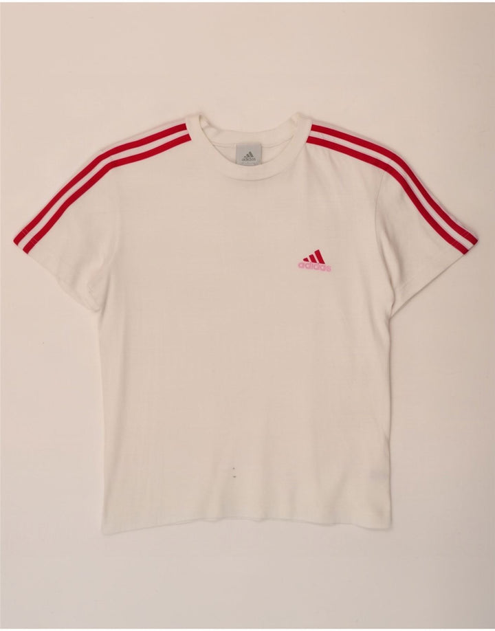 Adidas Dame T-Shirt Top UK 12 Medium Hvid Bomuld