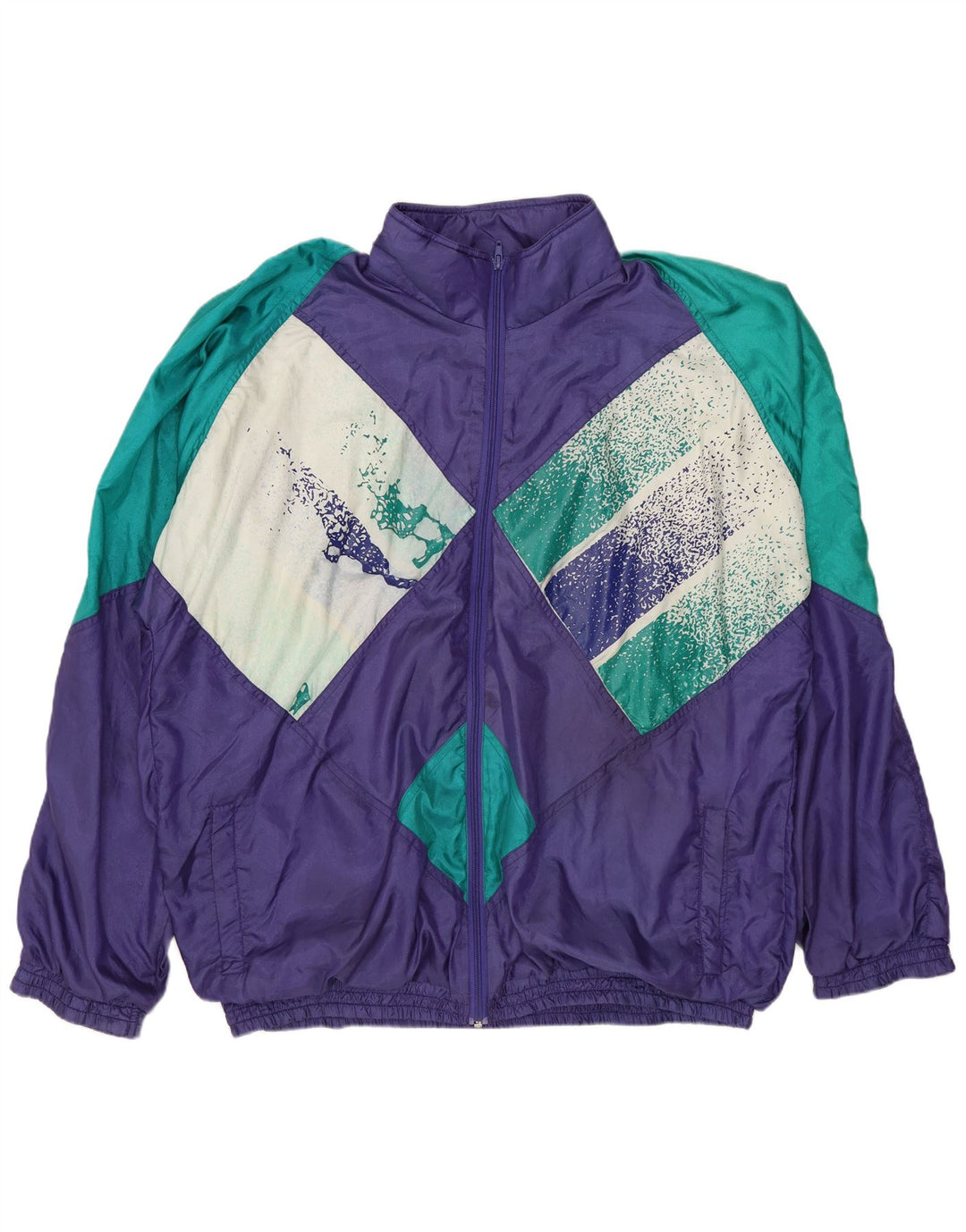 Vintage træningsdragt til mænd Topjakke 2XL Lilla Colourblock Nylon