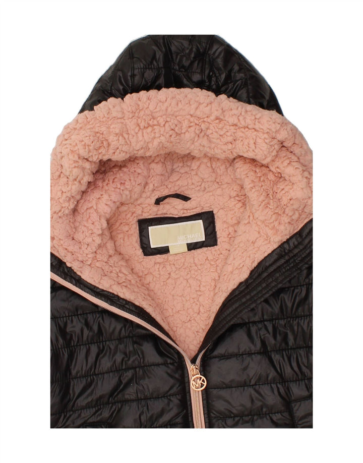 MICHAEL KORS Girls Hooded Padded Jacket 7-8 Years Black Nylon Vintage Michael Kors and Second-Hand Michael Kors from Messina Hembry 