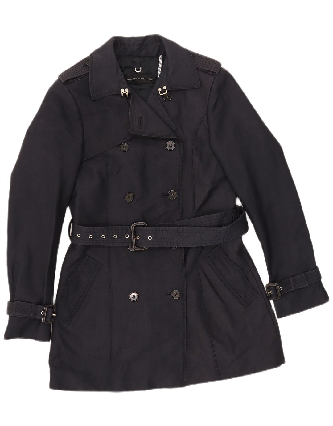 Zara Trench Coat til kvinder UK 12 Medium Navy Blue