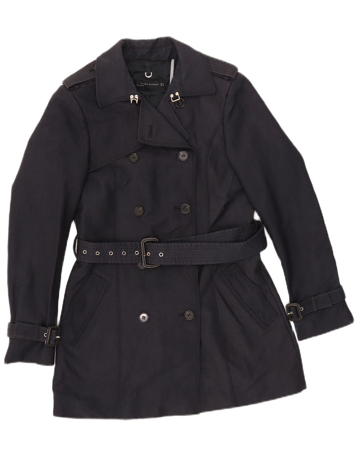 Zara Trench Coat til kvinder UK 12 Medium Navy Blue