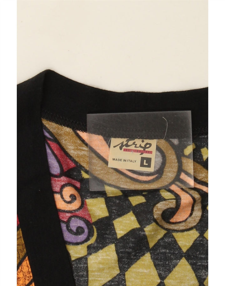 Vintage Kvinders Oversized Cardigan Top UK 16 Stor Flerfarvet Geometrisk