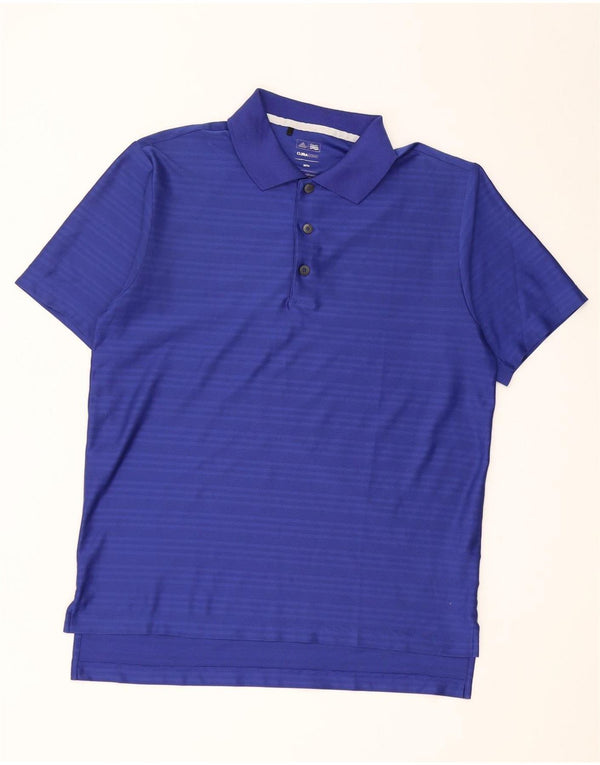 Adidas Herre Climacool Polo Shirt Medium Blue Pinstripe Polyester
