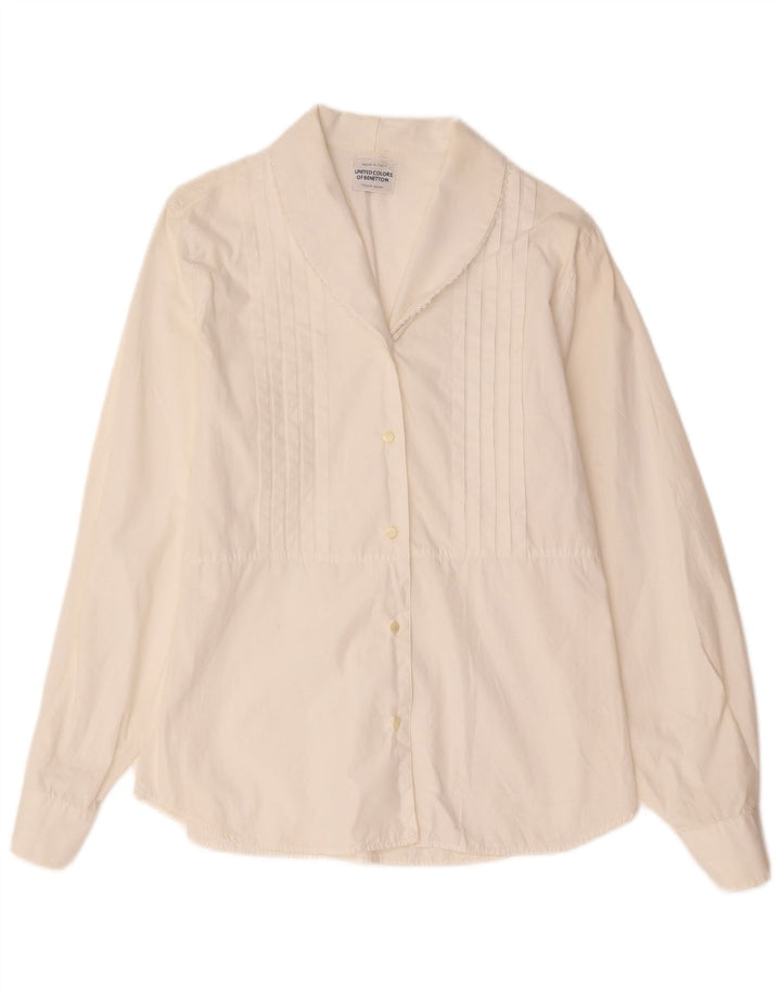 Benetton Dame Smoking Shirt UK 12 Medium White