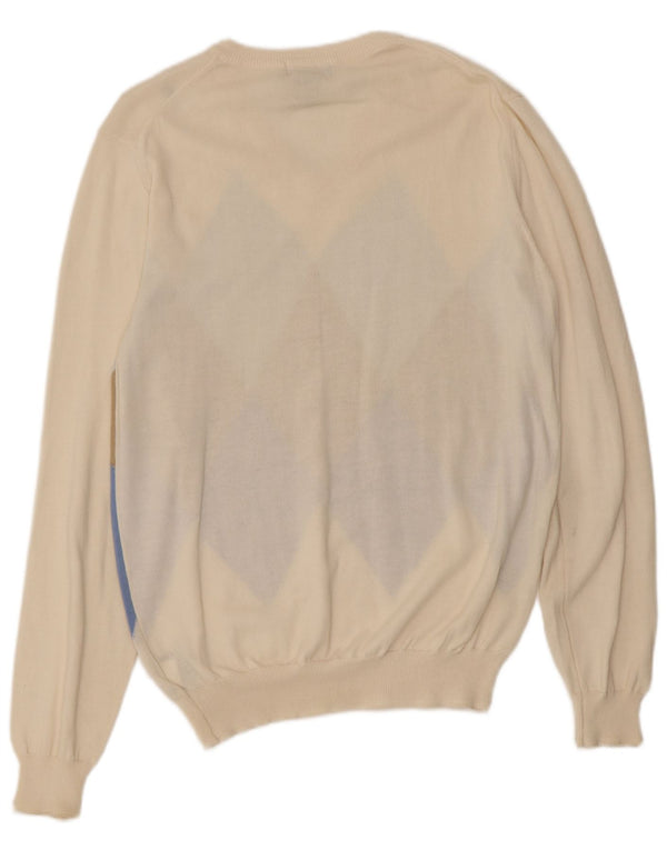 Gant Herre V-hals sweater Medium White Argyle/Diamond Bomuld