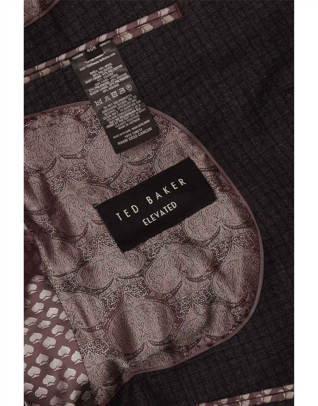 Ted Baker Herre Regular Fit 2 Button Blazer Jacket UK 40 Large Grey Check