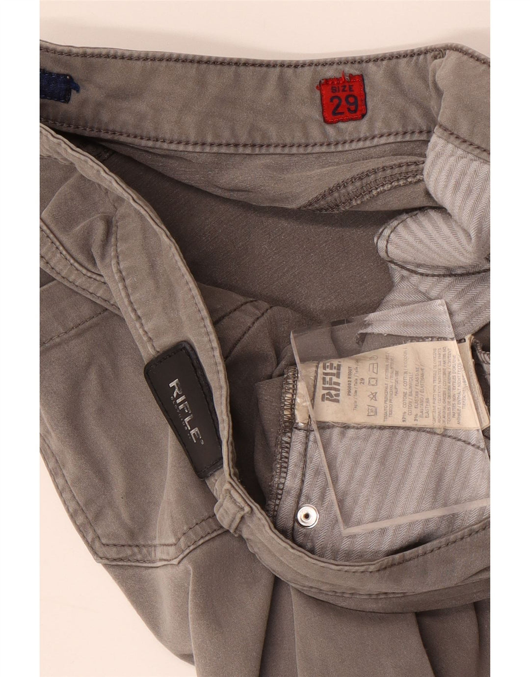 RIFLE Herre Slim Casual Bukser W29 L31 Grå Bomuld