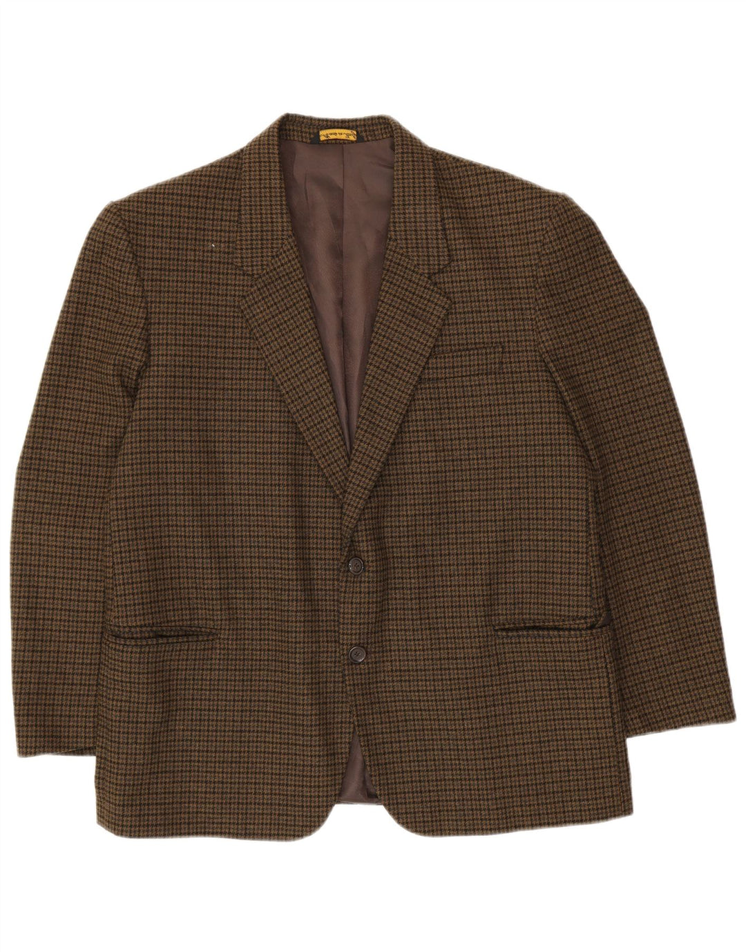 PETRELLI Herre Blazer Jacket IT 51 Stor Khaki Houndstooth Virgin Wool