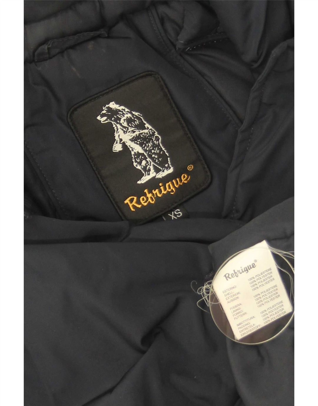 Refrigue Dame Hooded Parka Jacket UK 6 XS Navy Blue Polyester