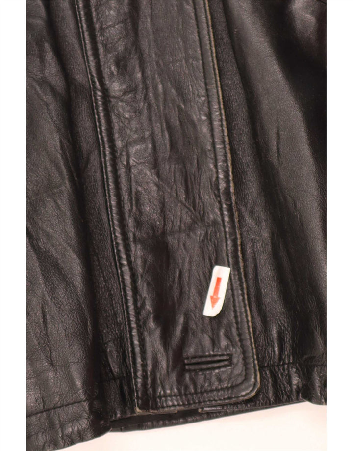 Vintage Dame Hætte Oversized Læderjakke IT 44 Medium Sort