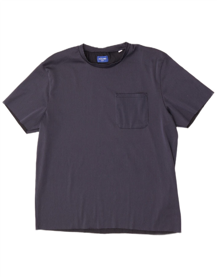 Jack & Jones herre T-shirt top 2XL marineblå stribet polyester