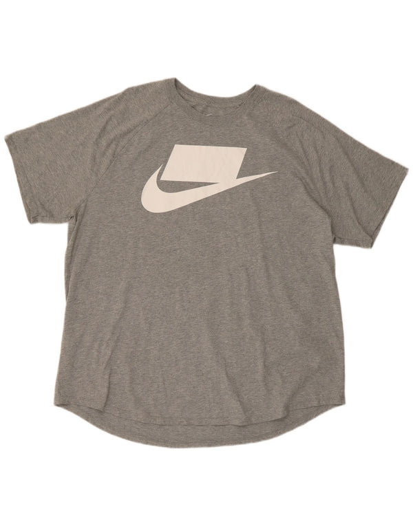 Nike kortærmet almindelig grafisk T-shirt top til mænd 2XL grå bomuld