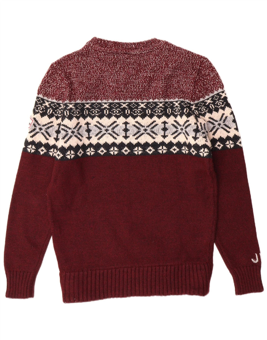 SUPERDRY Herre sweater med rund hals XL Burgundy Fair Isle Classic