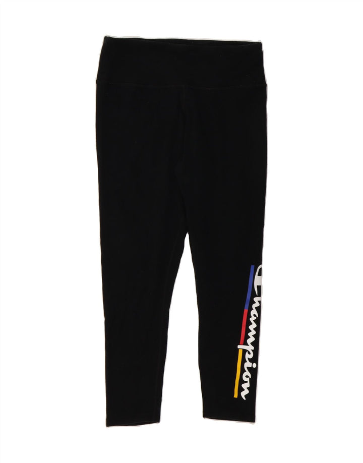 CHAMPION Womens Graphic Leggings UK 16 Large  Black Cotton Vintage Champion and Second-Hand Champion from Messina Hembry 