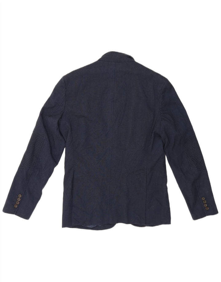 Zara Herre 4-knaps blazerjakke UK 40 Stor marineblå polyester