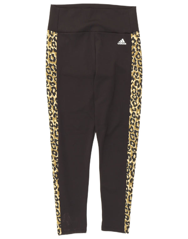 Adidas Aeroready Leggings til kvinder UK 12/14 Medium Black Animal Print