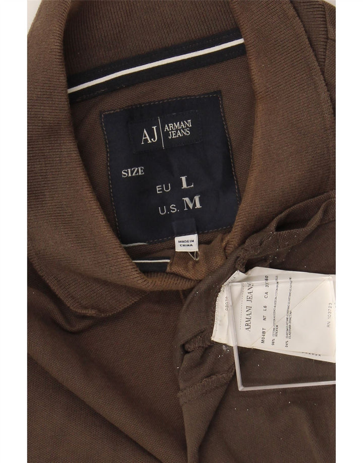 ARMANI JEANS Langærmet herre poloshirt Medium brun bomuld