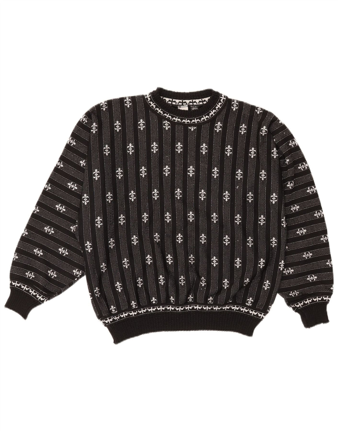 C & A Dame Oversized Crew Neck Jumper Sweater UK 14 Medium Sort Stribet