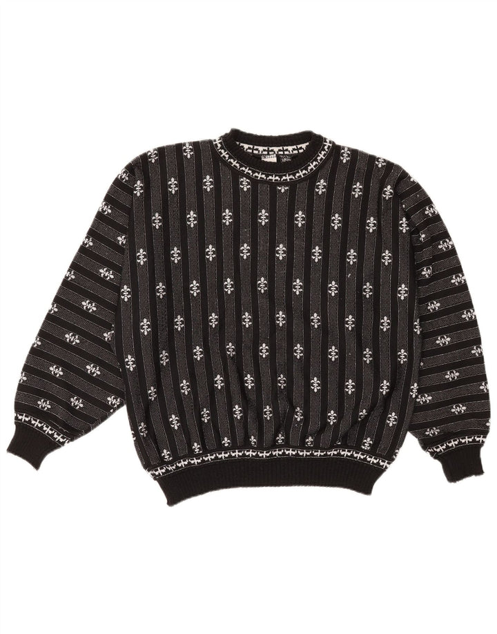 C & A Dame Oversized Crew Neck Jumper Sweater UK 14 Medium Sort Stribet