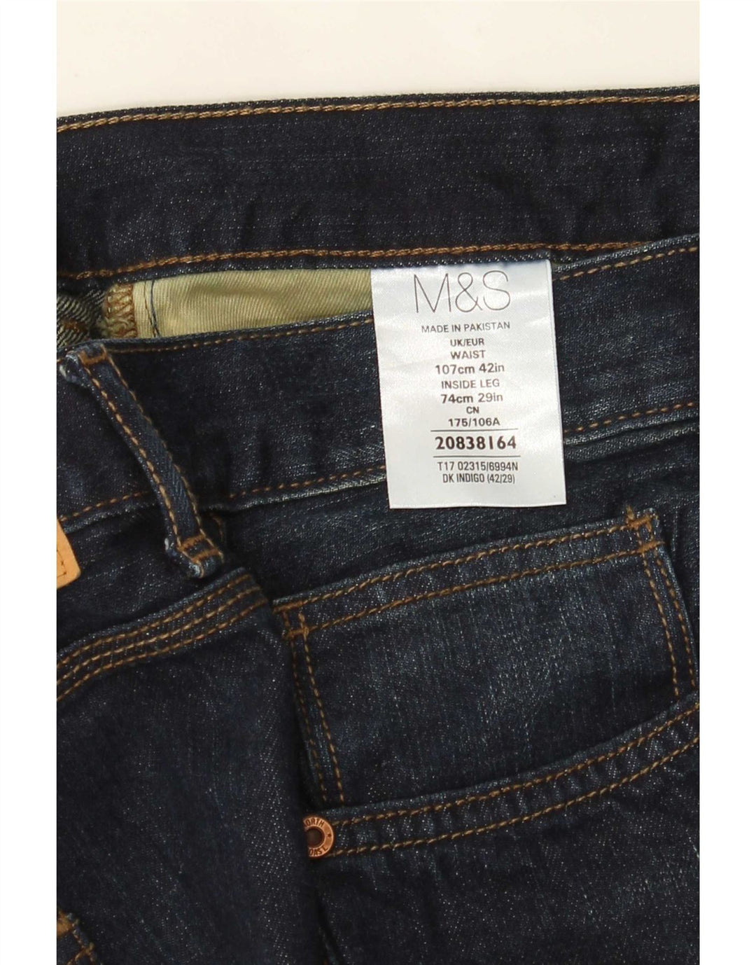Marks & Spencer Herre Relaxed Straight Jeans W42 L29 Marineblå Bomuld