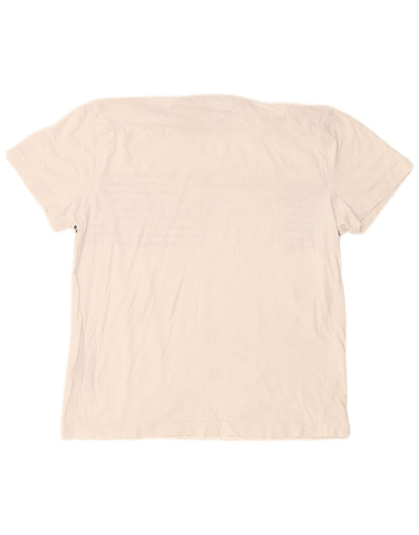 Tommy Hilfiger Dame Grafisk T-Shirt Top UK 14 Medium Hvid Stribet Bomuld