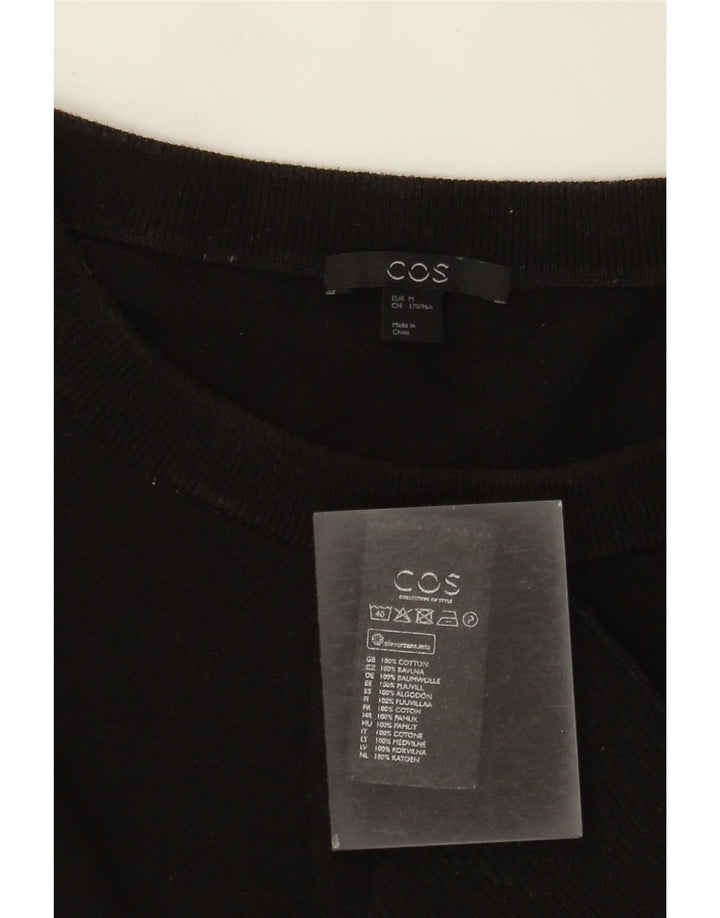 Cos Dame Boat Neck Jumper Sweater UK 14 Medium Sort Bomuld