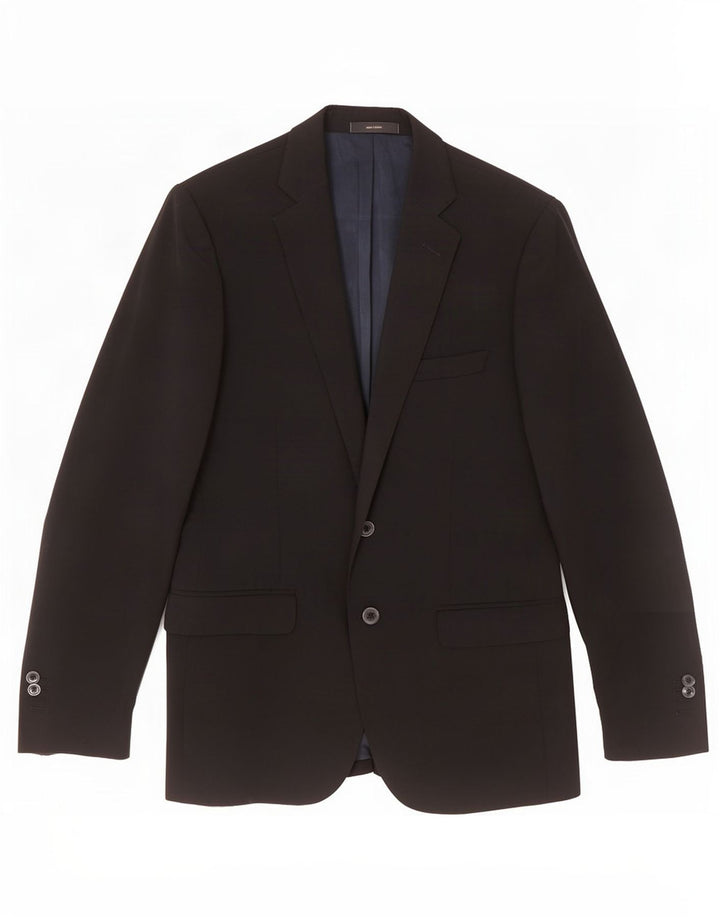 Massimo Dutti Herre 2-knaps blazerjakke EU 48 Medium Sort Uld