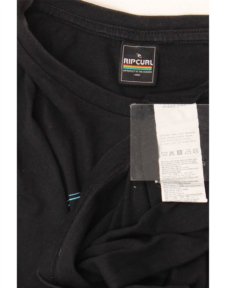 Rip Curl Herre grafisk T-shirt Top Medium Sort Bomuld