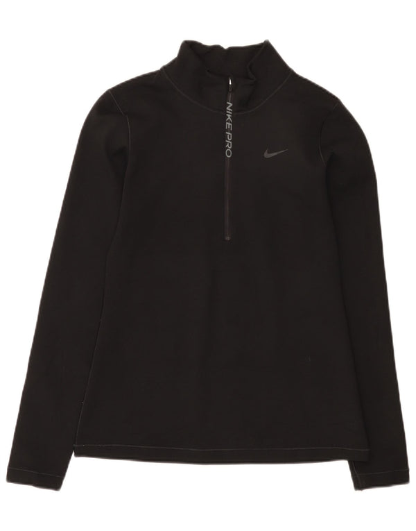 Nike Herre Dri Fit Pullover med lynlås-hals Træningsdragt Top Lille sort polyester