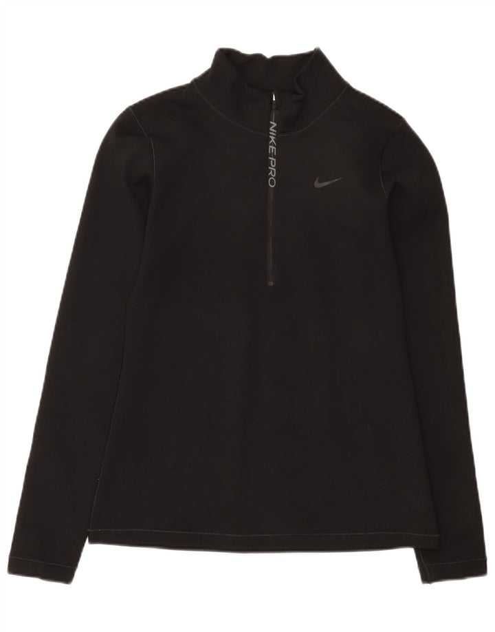 Nike Herre Dri Fit Pullover med lynlås-hals Træningsdragt Top Lille sort polyester