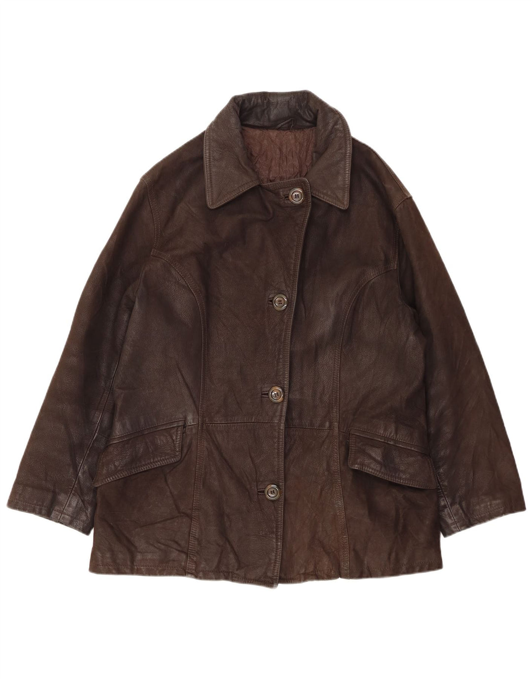 RELISH Dame Læderjakke IT 46 Stor Brun Læder