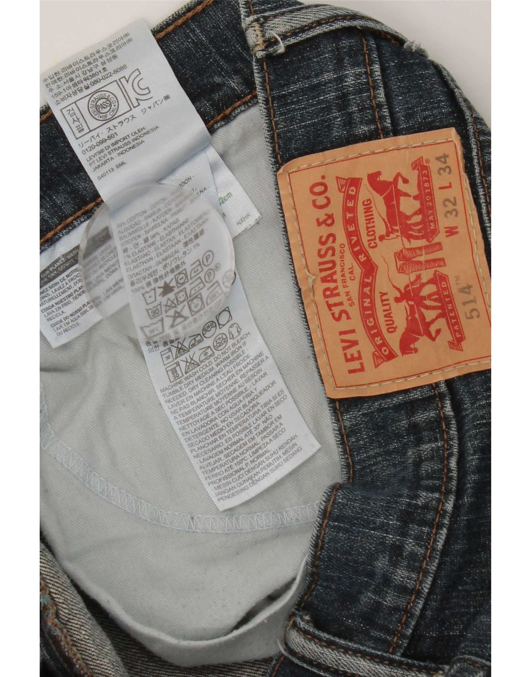 Levi's Herre 514 Straight Jeans W32 L34 Blå Bomuld