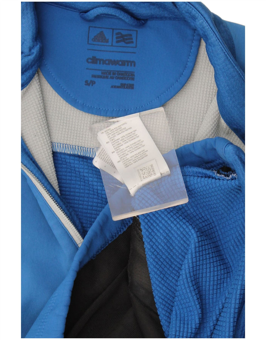 Adidas Herre Climawarm Sweatshirt med lynlås, lille blå polyester