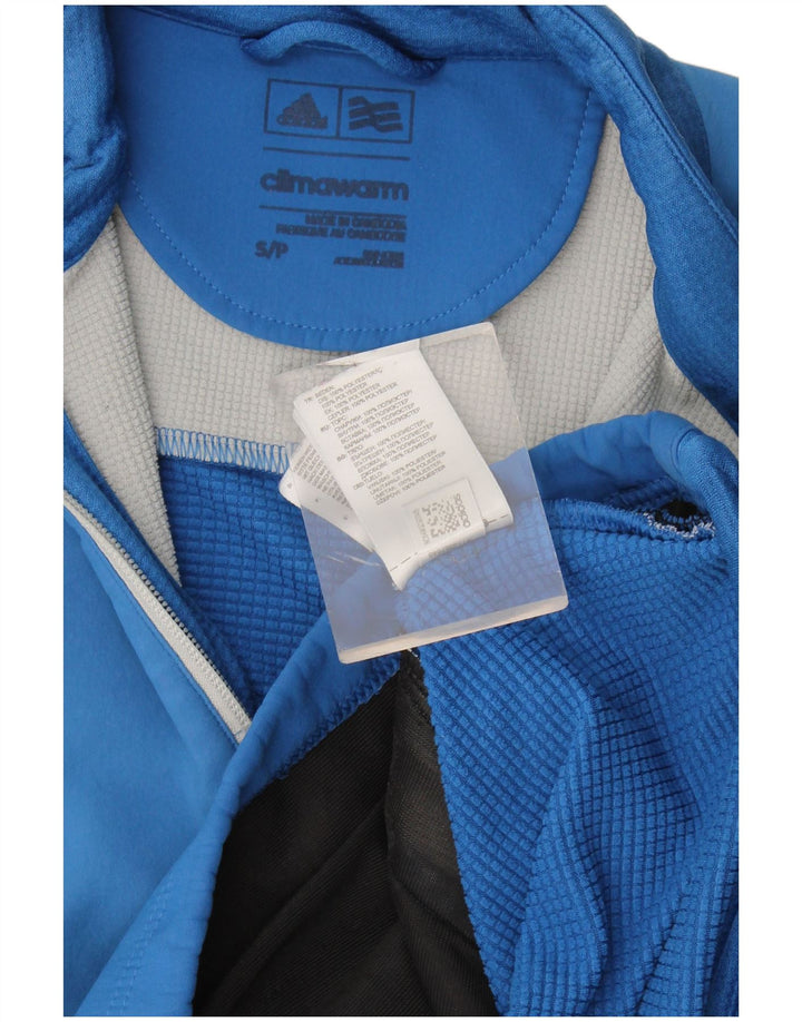 Adidas Herre Climawarm Sweatshirt med lynlås, lille blå polyester