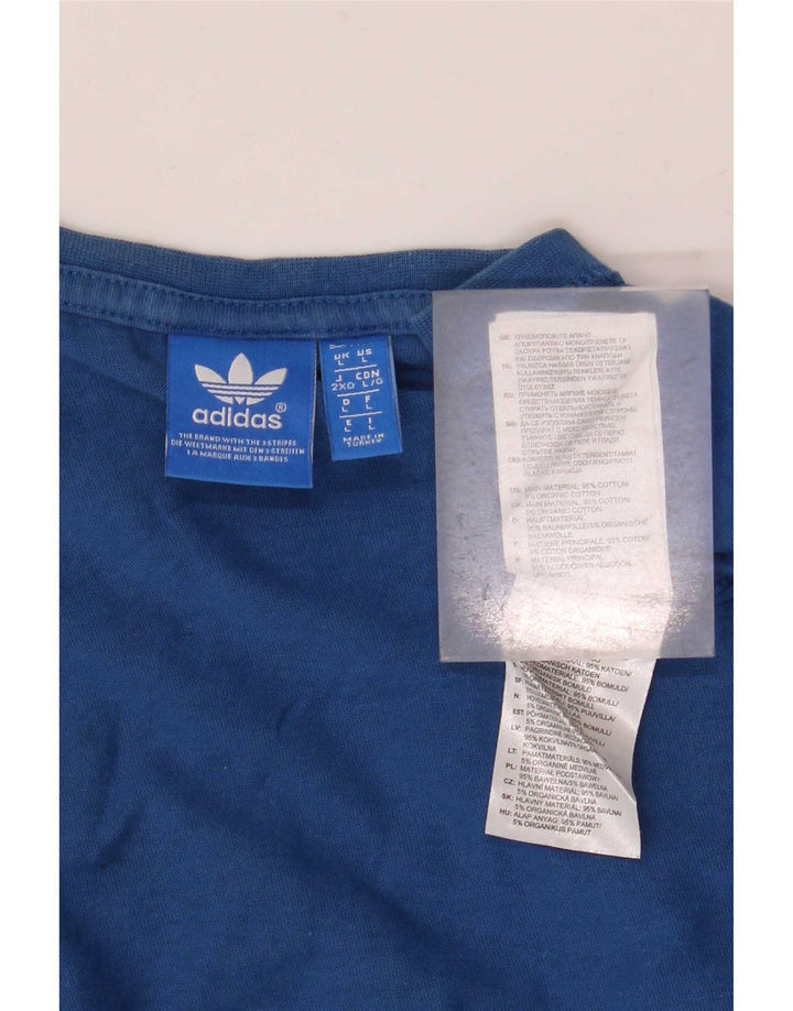 Adidas Herre Grafisk T-Shirt Top Stor Blå Bomuld