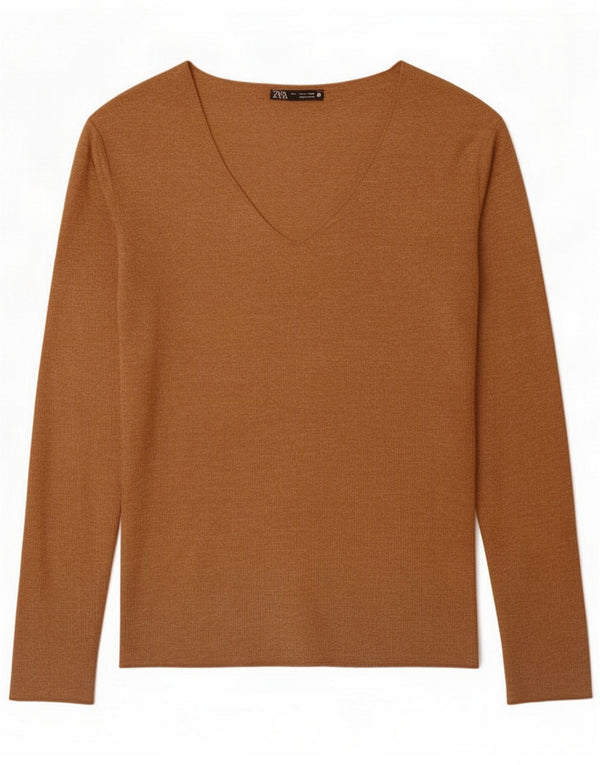 Zara Womens Top Long Sleeve UK 10 Small Beige