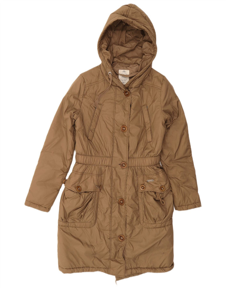 Replay Dame Oversized Hooded Parka Jacket UK 10 Small Brown Polyamide