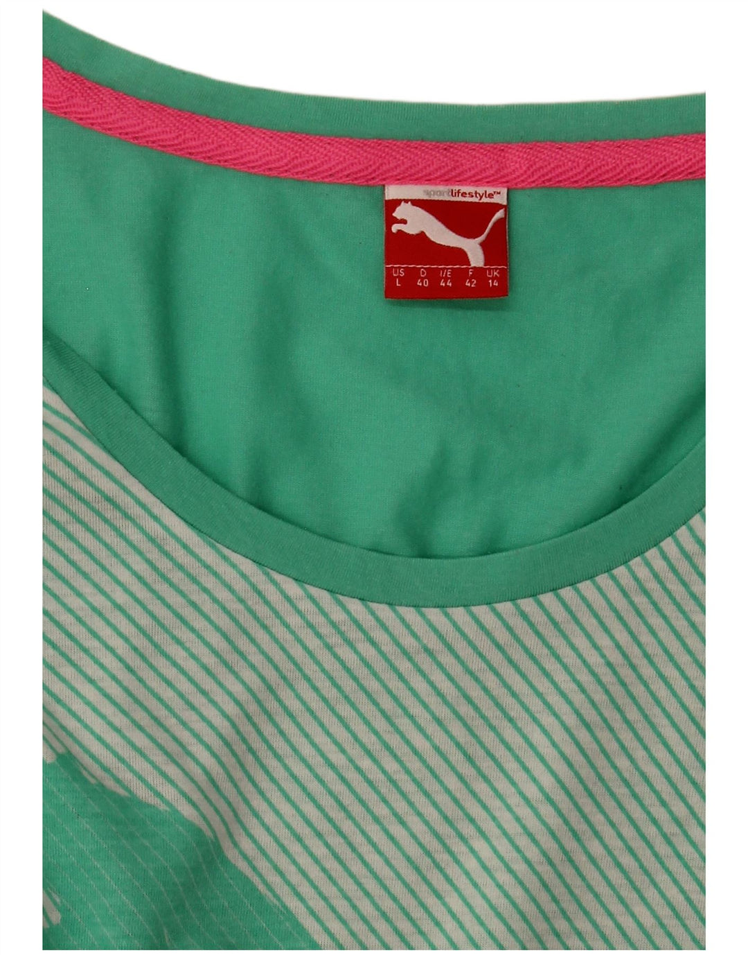 Puma Graphic T-Shirt Top UK 14 Large Grøn