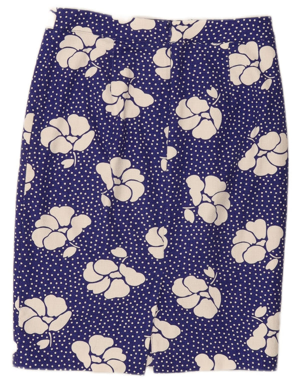 Boden Dame lige nederdel UK 10 Small W30 Blue Floral Bomuld