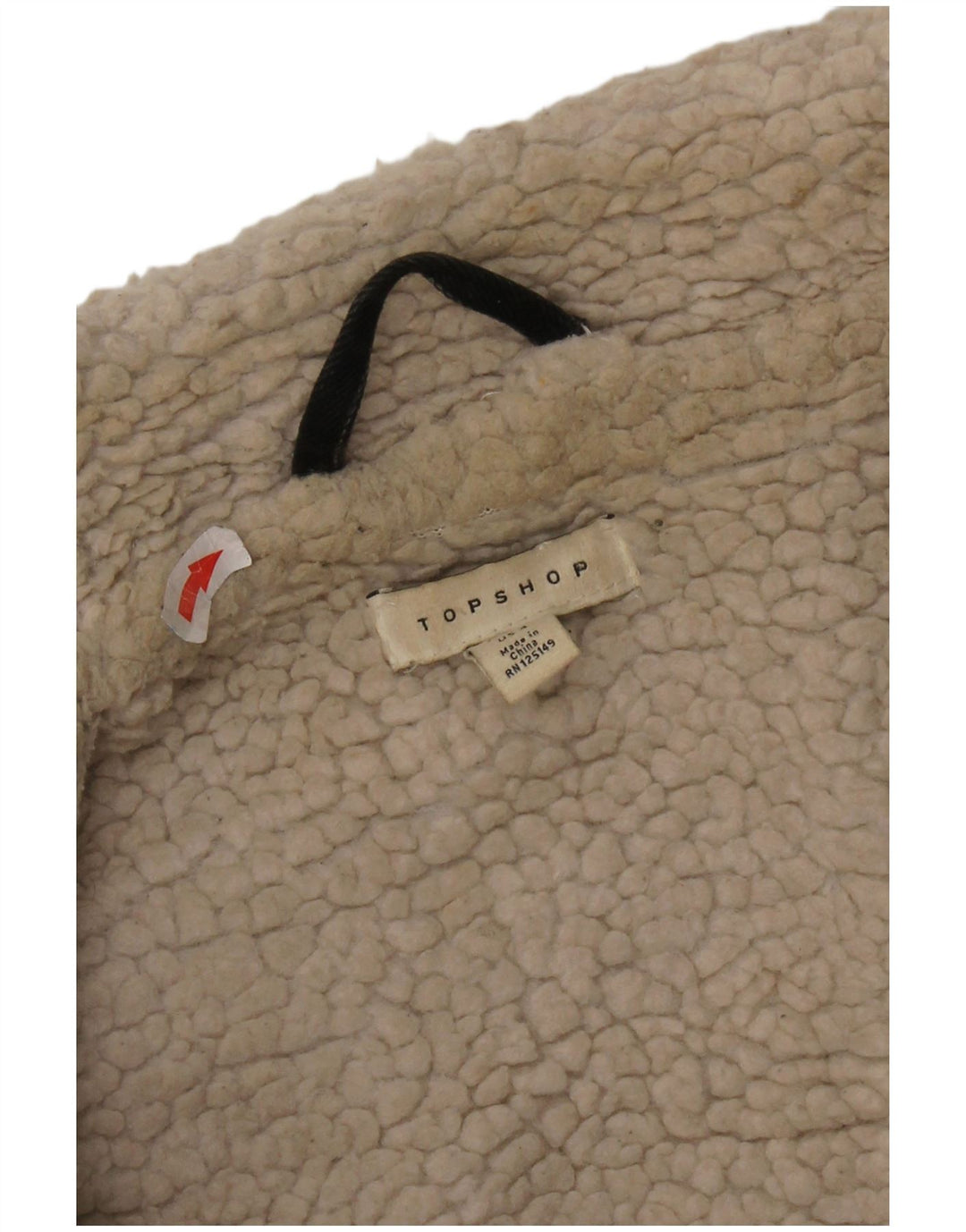 Topshop Dame Oversized Sherpa Denim Jacket UK 8 Small Black Classic