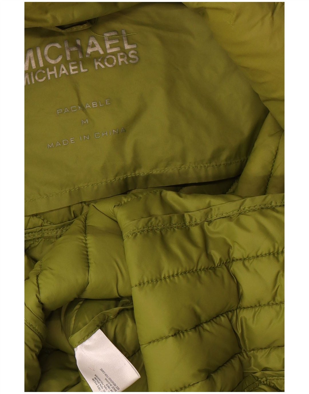 Michael Kors Dame Hætte Polstret Frakke UK 14 Medium Grøn Nylon