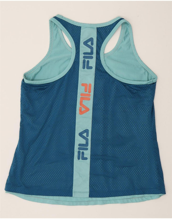 Fila Kvinders Grafisk Vest Top UK 16 Large Blue Colourblock Polyester