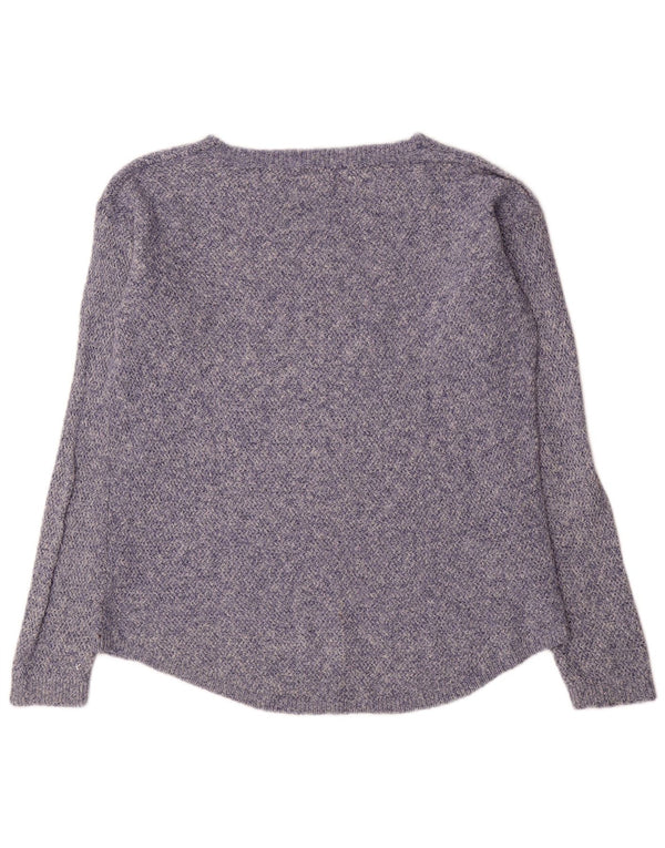 Fat Face Dame Oversized Boat Neck Jumper Sweater UK 10 Small Blue Cotton