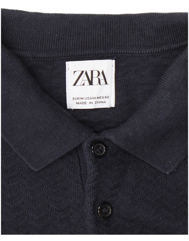 Zara Herre Polo Neck sweater Medium Navy Blue