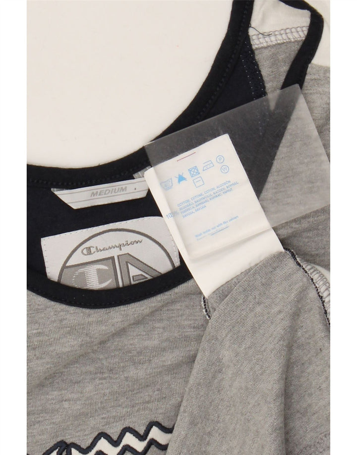 Champion Kvinder Grafisk Vest Top UK 14 Medium Grey Colourblock Bomuld