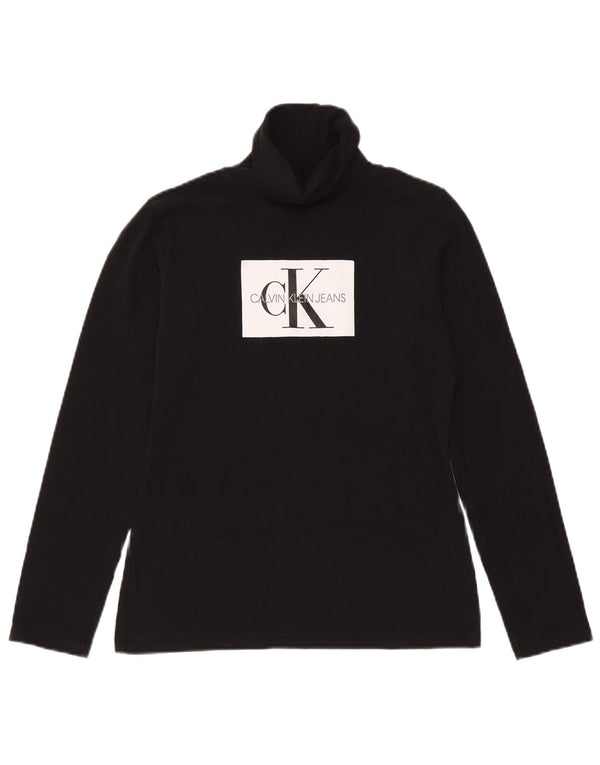 Calvin Klein Jeans Dame Grafisk Top Langærmet UK 14 Stor Sort